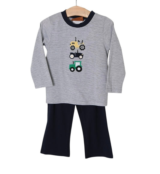 Millie Jay Tractor Trio Applique Boys Pant Set