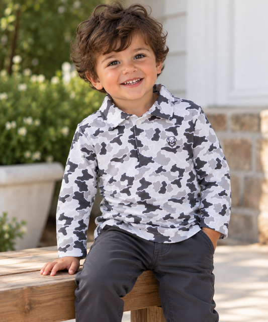 Millie Jay Boys Damian Long Sleeve Shirt- Grey Camo