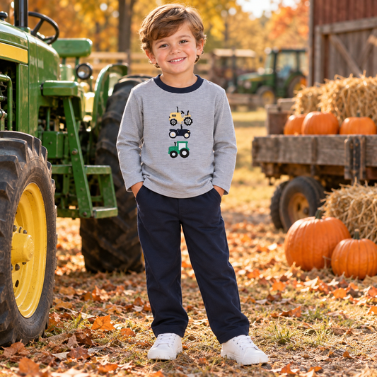 Millie Jay Tractor Trio Applique Boys Pant Set